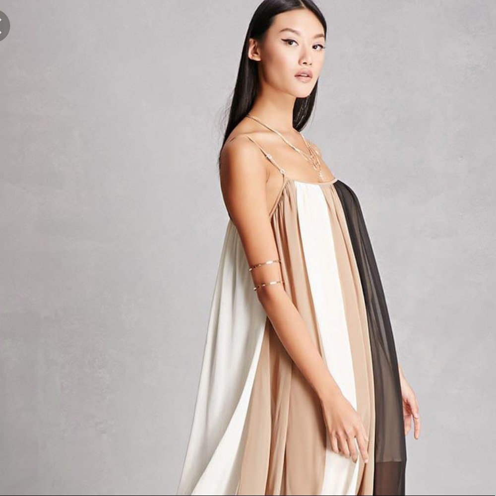 Line + Dot tan/Cream/Black Dress